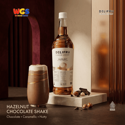DELIFRU Hazelnut Syrup 1 Liter - Sirup Kacang Hazel untuk Kopi Latte Iced Coffee Milkshake Frappe Mocha Dessert Cafe Halal