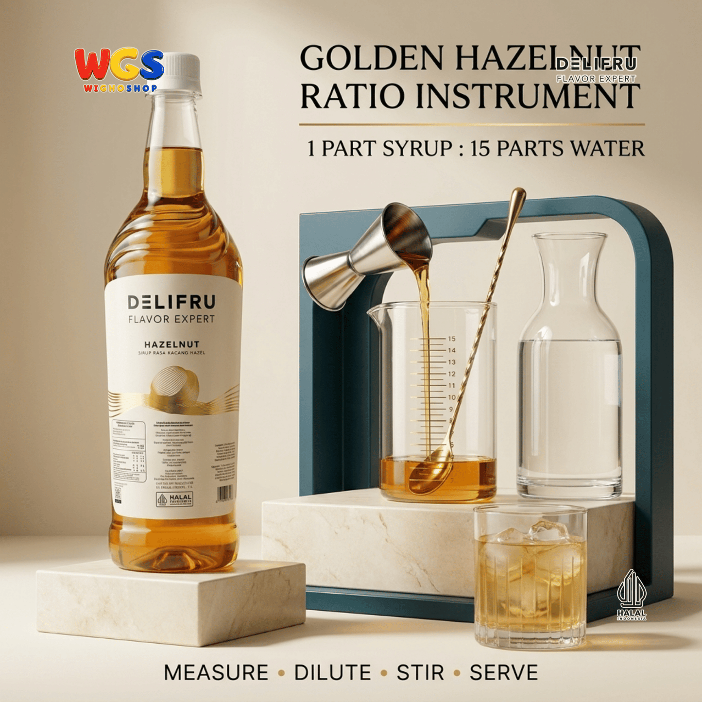 DELIFRU Hazelnut Syrup 1 Liter - Sirup Kacang Hazel untuk Kopi Latte Iced Coffee Milkshake Frappe Mocha Dessert Cafe Halal