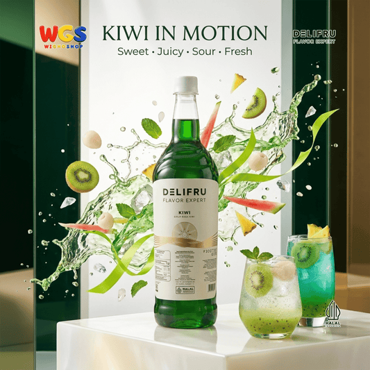 DELIFRU Kiwi Syrup 1 Liter - Sirup Rasa Kiwi untuk Mocktail Soda Kiwi Tea Lemonade Yakult Minuman Cafe Dessert Halal