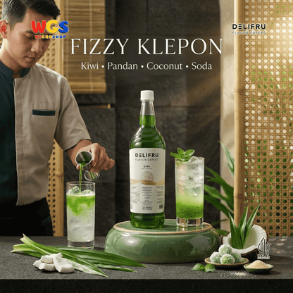 DELIFRU Kiwi Syrup 1 Liter - Sirup Rasa Kiwi untuk Mocktail Soda Kiwi Tea Lemonade Yakult Minuman Cafe Dessert Halal