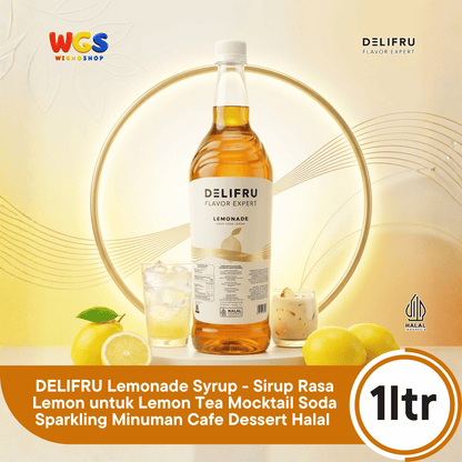 DELIFRU Lemonade Syrup 1 Liter - Sirup Rasa Lemon untuk Lemon Tea Mocktail Soda Sparkling Minuman Cafe Dessert Halal
