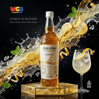 DELIFRU Lemonade Syrup 1 Liter - Sirup Rasa Lemon untuk Lemon Tea Mocktail Soda Sparkling Minuman Cafe Dessert Halal