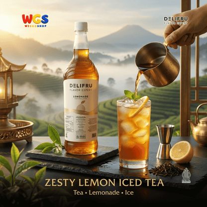 DELIFRU Lemonade Syrup 1 Liter - Sirup Rasa Lemon untuk Lemon Tea Mocktail Soda Sparkling Minuman Cafe Dessert Halal