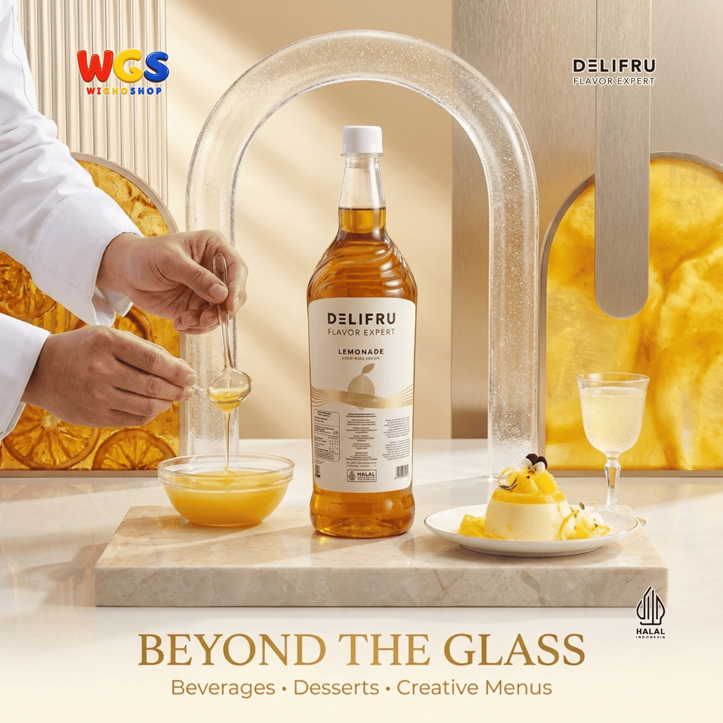 DELIFRU Lemonade Syrup 1 Liter - Sirup Rasa Lemon untuk Lemon Tea Mocktail Soda Sparkling Minuman Cafe Dessert Halal
