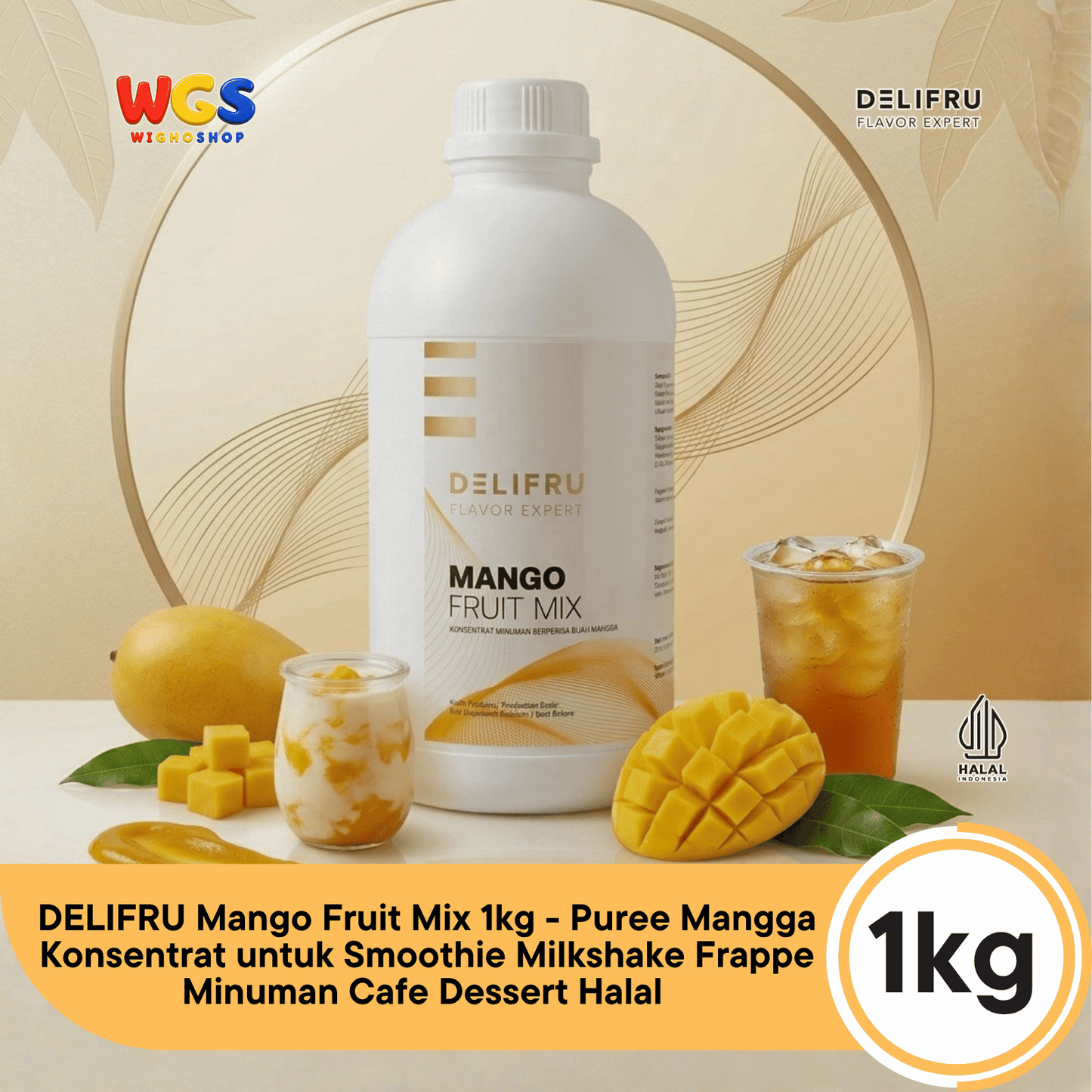 DELIFRU Mango Fruit Mix 1kg - Konsentrat Puree Mangga untuk Mocktail Smoothie Frappe Minuman Cafe Halal