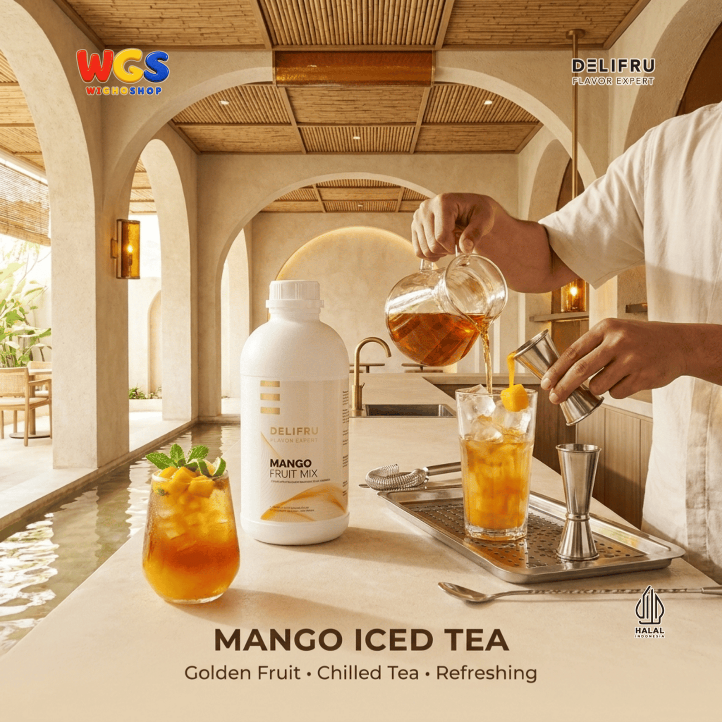 DELIFRU Mango Fruit Mix 1kg - Konsentrat Puree Mangga untuk Mocktail Smoothie Frappe Minuman Cafe Halal