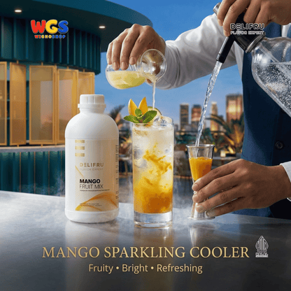 DELIFRU Mango Fruit Mix 1kg - Konsentrat Puree Mangga untuk Mocktail Smoothie Frappe Minuman Cafe Halal