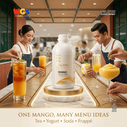 DELIFRU Mango Fruit Mix 1kg - Konsentrat Puree Mangga untuk Mocktail Smoothie Frappe Minuman Cafe Halal