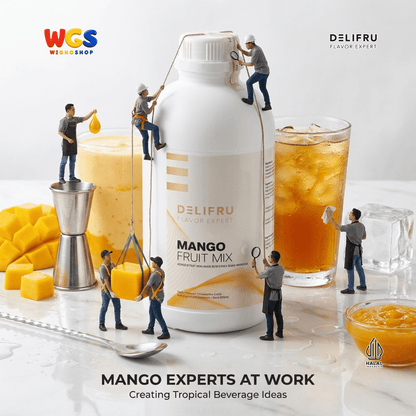 DELIFRU Mango Fruit Mix 1kg - Konsentrat Puree Mangga untuk Mocktail Smoothie Frappe Minuman Cafe Halal