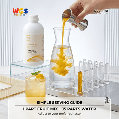 DELIFRU Mango Fruit Mix 1kg - Konsentrat Puree Mangga untuk Mocktail Smoothie Frappe Minuman Cafe Halal