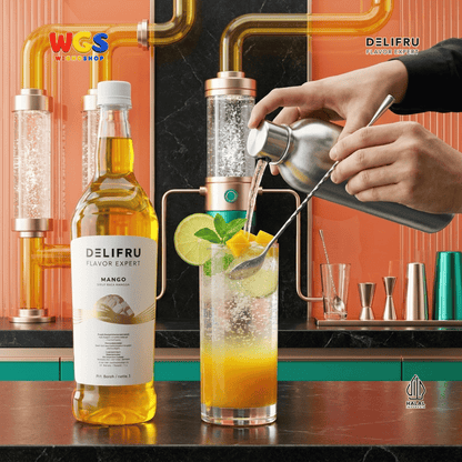 DELIFRU Mango Syrup 1 Liter - Sirup Rasa Mangga untuk Mocktail Mango Tea Soda Yakult Smoothie Minuman Cafe Dessert Halal