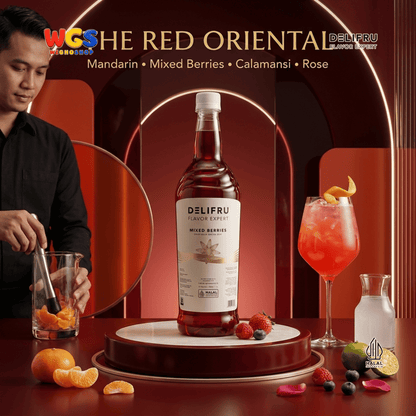 DELIFRU Mixed Berries Syrup 1 Liter - Sirup Aneka Buah Beri untuk Mocktail, Soda, Iced Tea, Milkshake & Dessert Halal