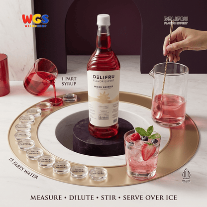 DELIFRU Mixed Berries Syrup 1 Liter - Sirup Aneka Buah Beri untuk Mocktail, Soda, Iced Tea, Milkshake & Dessert Halal