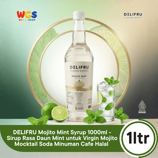 DELIFRU Mojito Mint Syrup 1 Liter - Sirup Mint untuk Virgin Mojito Mocktail Soda Lemonade Iced Tea Minuman Cafe Halal