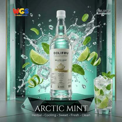 DELIFRU Mojito Mint Syrup 1 Liter - Sirup Mint untuk Virgin Mojito Mocktail Soda Lemonade Iced Tea Minuman Cafe Halal