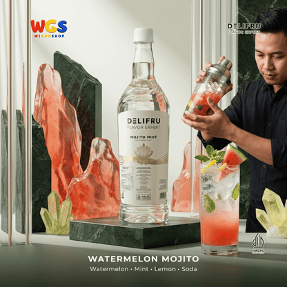 DELIFRU Mojito Mint Syrup 1 Liter - Sirup Mint untuk Virgin Mojito Mocktail Soda Lemonade Iced Tea Minuman Cafe Halal