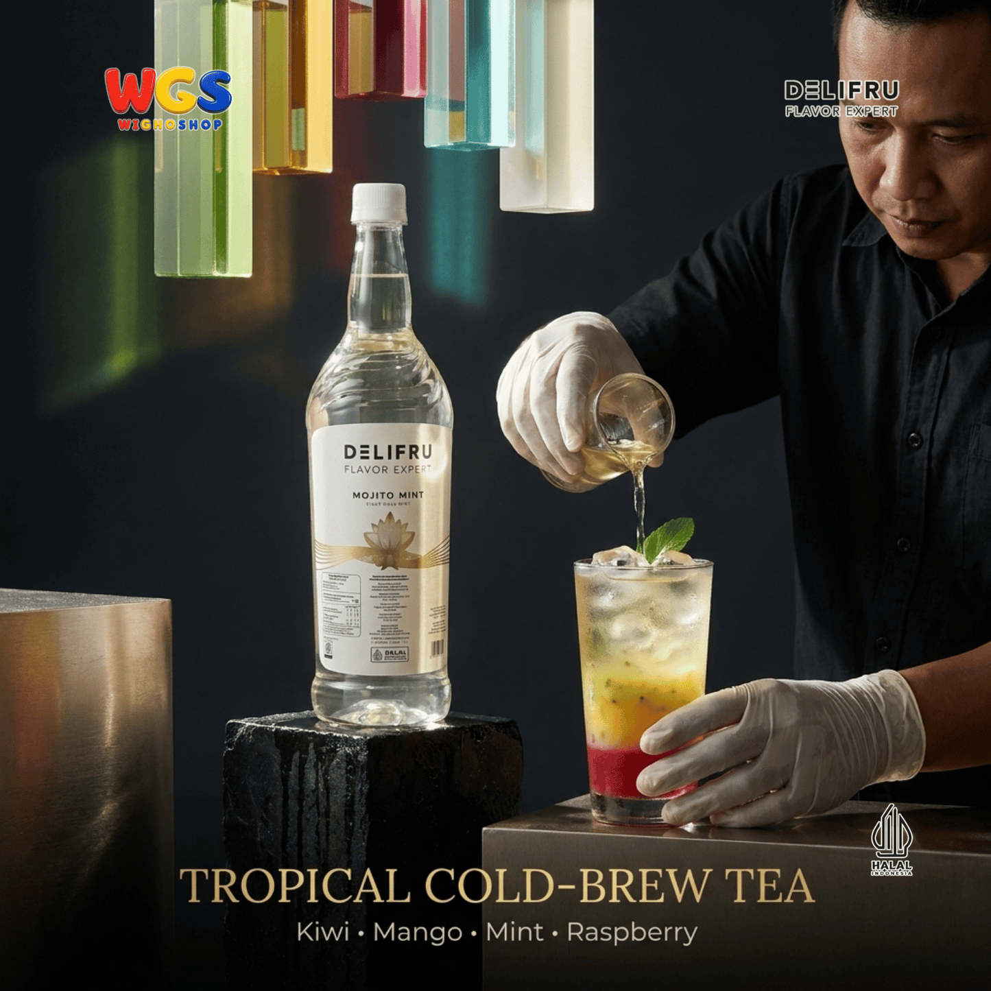 DELIFRU Mojito Mint Syrup 1 Liter - Sirup Mint untuk Virgin Mojito Mocktail Soda Lemonade Iced Tea Minuman Cafe Halal