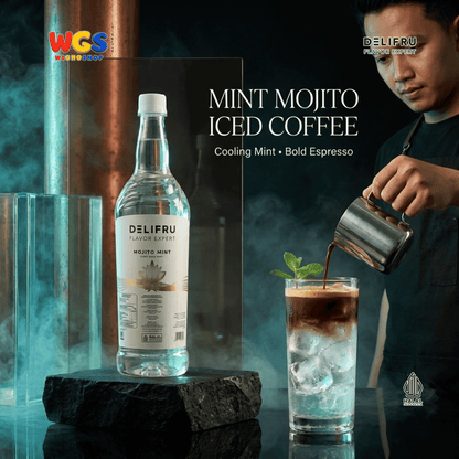 DELIFRU Mojito Mint Syrup 1 Liter - Sirup Mint untuk Virgin Mojito Mocktail Soda Lemonade Iced Tea Minuman Cafe Halal