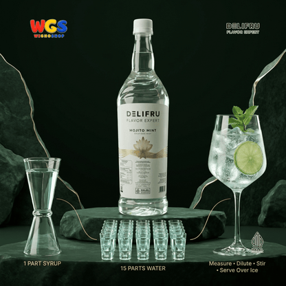 DELIFRU Mojito Mint Syrup 1 Liter - Sirup Mint untuk Virgin Mojito Mocktail Soda Lemonade Iced Tea Minuman Cafe Halal