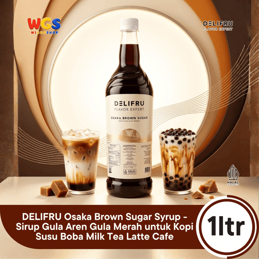 DELIFRU Osaka Brown Sugar Syrup 1 Liter - Sirup Gula Aren Gula Merah untuk Boba, Milk Tea, Kopi Susu & Latte Halal