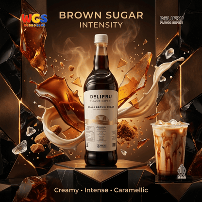 DELIFRU Osaka Brown Sugar Syrup 1 Liter - Sirup Gula Aren Gula Merah untuk Boba, Milk Tea, Kopi Susu & Latte Halal