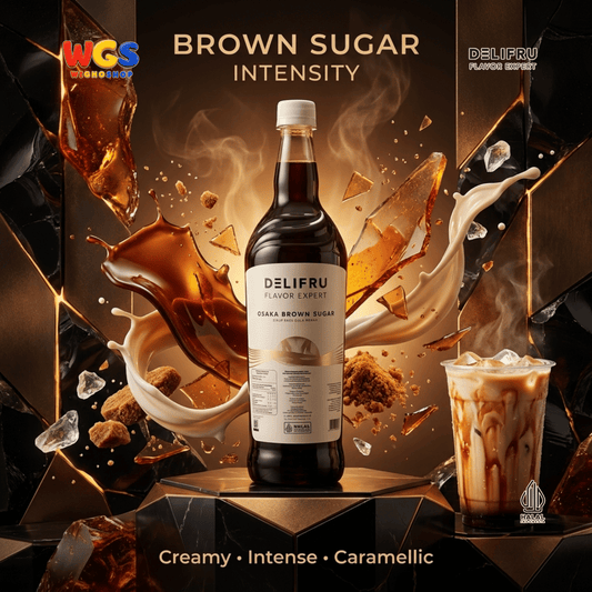 DELIFRU Osaka Brown Sugar Syrup 1 Liter - Sirup Gula Aren Gula Merah untuk Boba, Milk Tea, Kopi Susu & Latte Halal