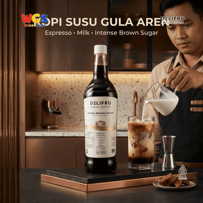 DELIFRU Osaka Brown Sugar Syrup 1 Liter - Sirup Gula Aren Gula Merah untuk Boba, Milk Tea, Kopi Susu & Latte Halal
