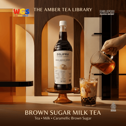 DELIFRU Osaka Brown Sugar Syrup 1 Liter - Sirup Gula Aren Gula Merah untuk Boba, Milk Tea, Kopi Susu & Latte Halal