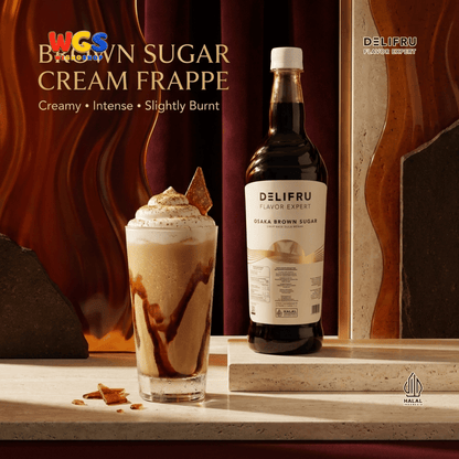 DELIFRU Osaka Brown Sugar Syrup 1 Liter - Sirup Gula Aren Gula Merah untuk Boba, Milk Tea, Kopi Susu & Latte Halal