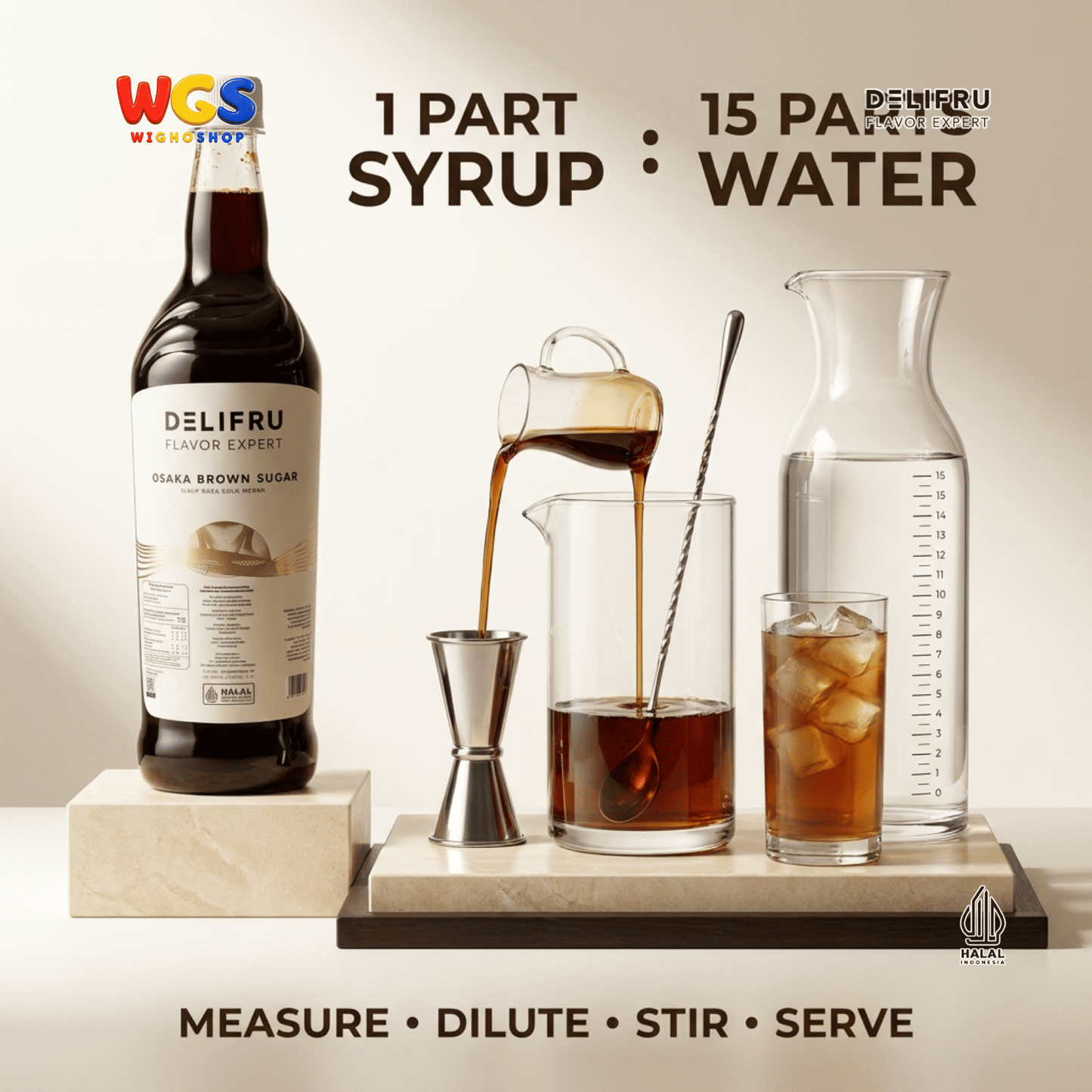DELIFRU Osaka Brown Sugar Syrup 1 Liter - Sirup Gula Aren Gula Merah untuk Boba, Milk Tea, Kopi Susu & Latte Halal