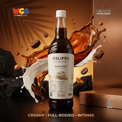 DELIFRU Palm Sugar Syrup 1 Liter - Sirup Gula Aren Cair untuk Kopi Susu Latte Boba Cendol Dessert Minuman Cafe Halal