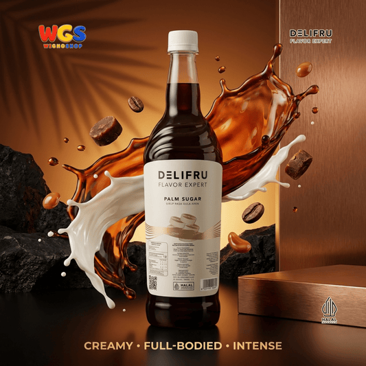 DELIFRU Palm Sugar Syrup 1 Liter - Sirup Gula Aren Cair untuk Kopi Susu Latte Boba Cendol Dessert Minuman Cafe Halal
