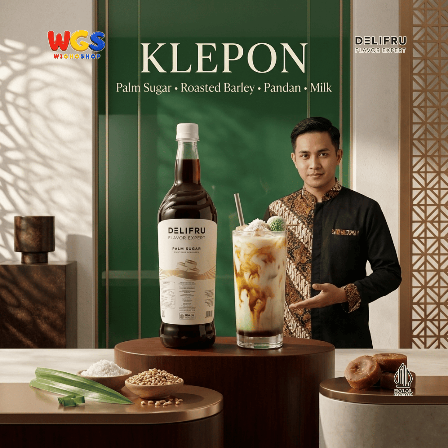 DELIFRU Palm Sugar Syrup 1 Liter - Sirup Gula Aren Cair untuk Kopi Susu Latte Boba Cendol Dessert Minuman Cafe Halal