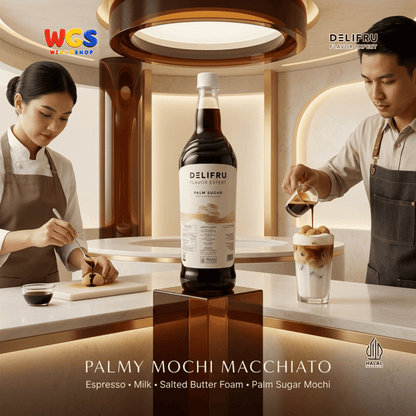 DELIFRU Palm Sugar Syrup 1 Liter - Sirup Gula Aren Cair untuk Kopi Susu Latte Boba Cendol Dessert Minuman Cafe Halal