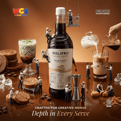 DELIFRU Palm Sugar Syrup 1 Liter - Sirup Gula Aren Cair untuk Kopi Susu Latte Boba Cendol Dessert Minuman Cafe Halal