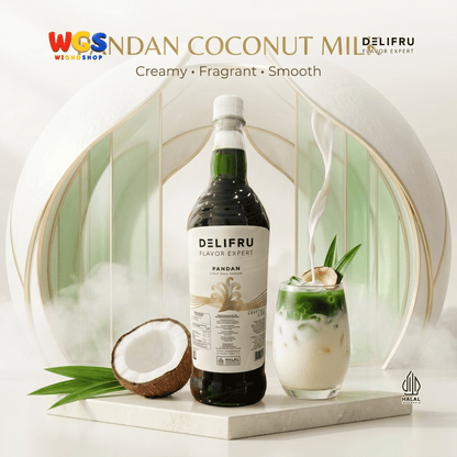 DELIFRU Pandan Syrup 1 Liter - Sirup Daun Pandan untuk Cendol, Es Campur, Kopi, Latte, Minuman Susu & Dessert Halal