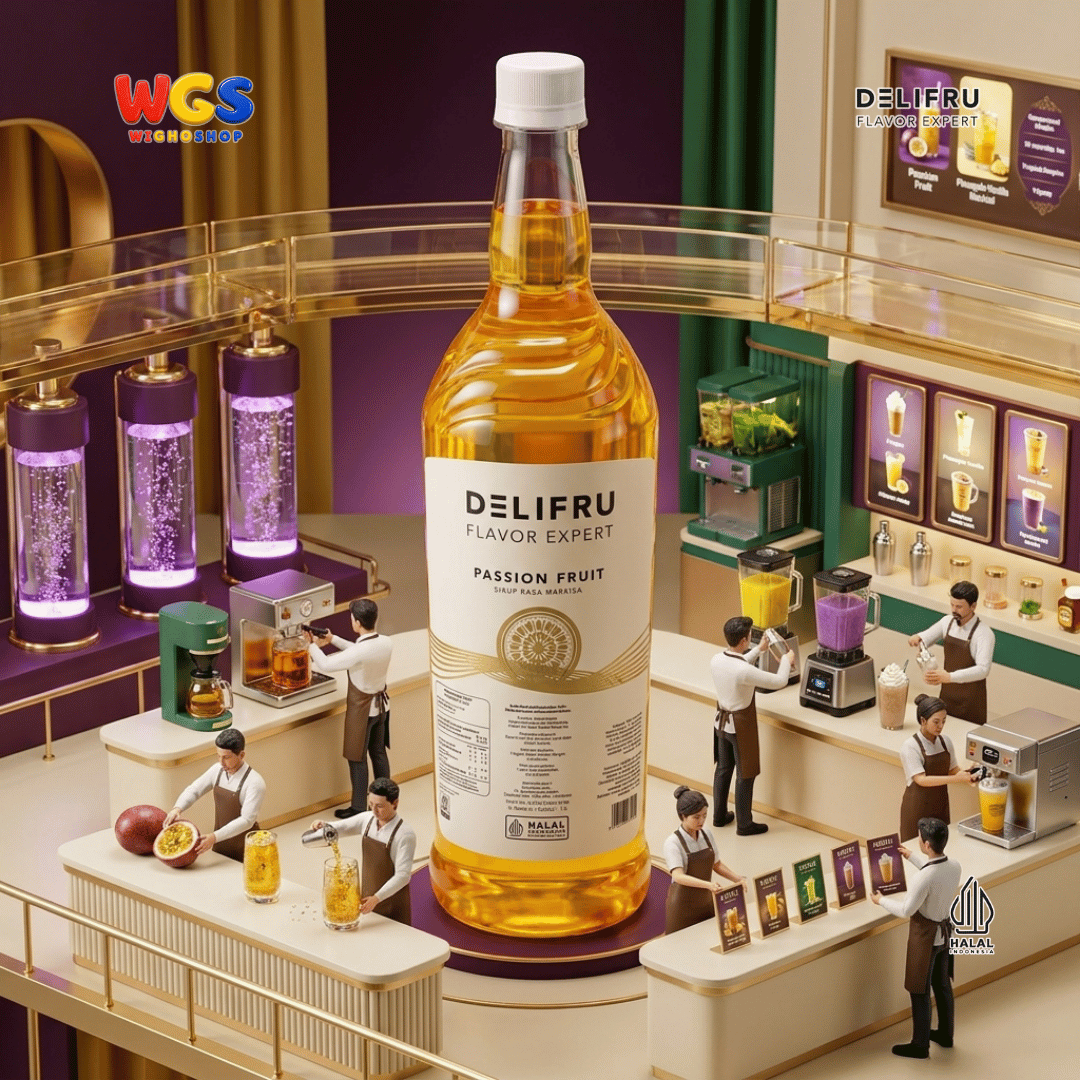 DELIFRU Passion Fruit Syrup 1 Liter - Sirup Rasa Markisa untuk Mocktail Soda Fruit Tea Yakult Minuman Cafe Dessert Halal