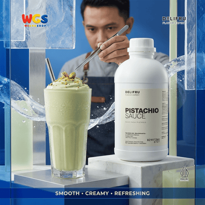 DELIFRU Pistachio Sauce 1kg - Saus Kacang Pistachio Topping Kopi Latte Frappe Es Krim Pancake Dessert Halal