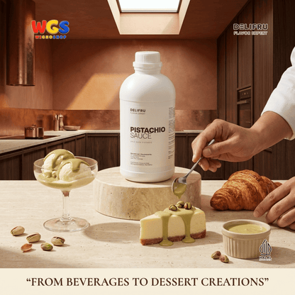 DELIFRU Pistachio Sauce 1kg - Saus Kacang Pistachio Topping Kopi Latte Frappe Es Krim Pancake Dessert Halal