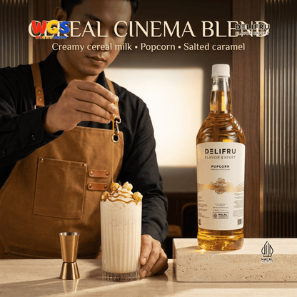 DELIFRU Popcorn Syrup 1 Liter - Sirup Rasa Popcorn Gurih Manis untuk Kopi Latte Frappe Milkshake Dessert Halal