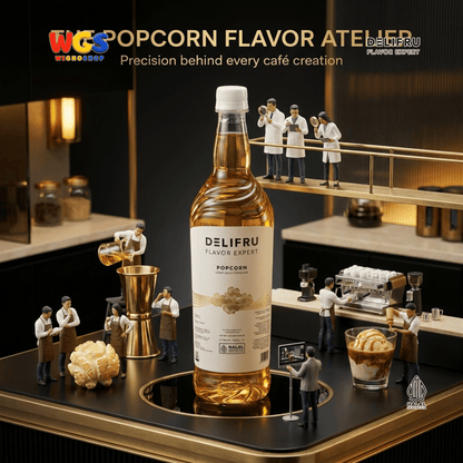 DELIFRU Popcorn Syrup 1 Liter - Sirup Rasa Popcorn Gurih Manis untuk Kopi Latte Frappe Milkshake Dessert Halal