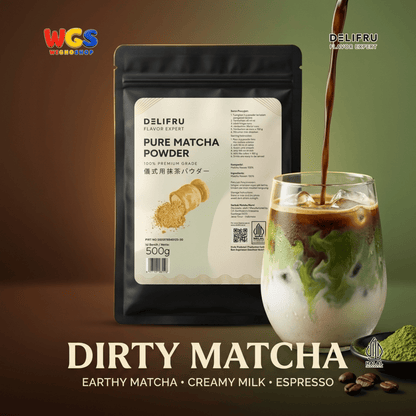 DELIFRU Pure Matcha Powder 500g - Bubuk Matcha Murni 100% untuk Matcha Latte Minuman Cafe Dessert Bakery Halal
