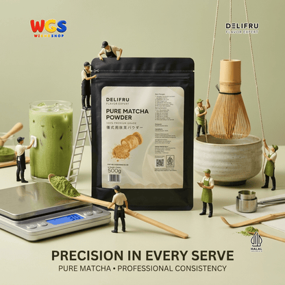 DELIFRU Pure Matcha Powder 500g - Bubuk Matcha Murni 100% untuk Matcha Latte Minuman Cafe Dessert Bakery Halal