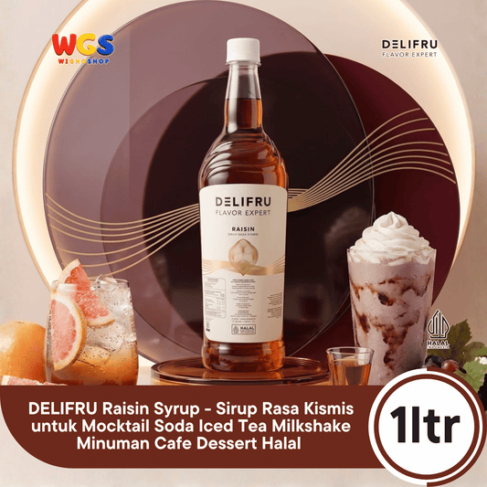 DELIFRU Raisin Syrup 1 Liter - Sirup Rasa Kismis untuk Mocktail Soda Iced Tea Milkshake Minuman Cafe Dessert Halal