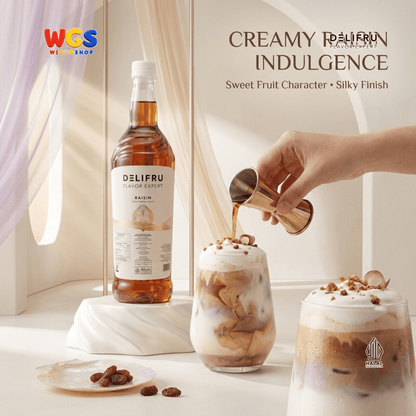 DELIFRU Raisin Syrup 1 Liter - Sirup Rasa Kismis untuk Mocktail Soda Iced Tea Milkshake Minuman Cafe Dessert Halal