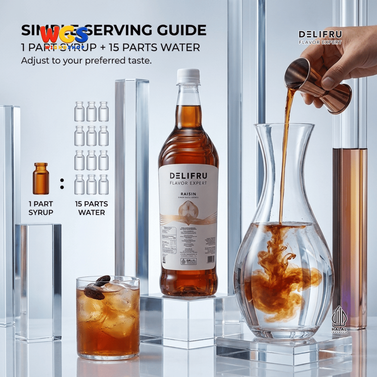 DELIFRU Raisin Syrup 1 Liter - Sirup Rasa Kismis untuk Mocktail Soda Iced Tea Milkshake Minuman Cafe Dessert Halal