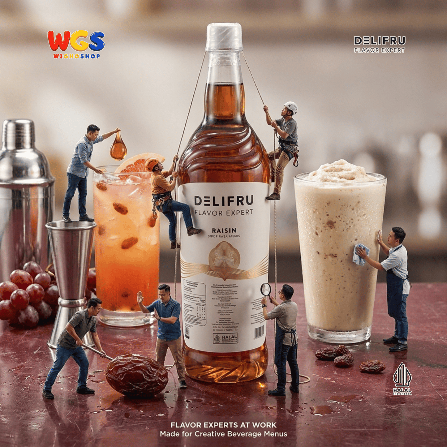 DELIFRU Raisin Syrup 1 Liter - Sirup Rasa Kismis untuk Mocktail Soda Iced Tea Milkshake Minuman Cafe Dessert Halal