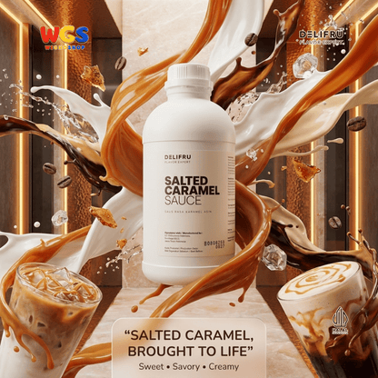 DELIFRU Salted Caramel Sauce 1kg - Saus Karamel Asin Topping Kopi Latte Frappe Es Krim Pancake Dessert Halal
