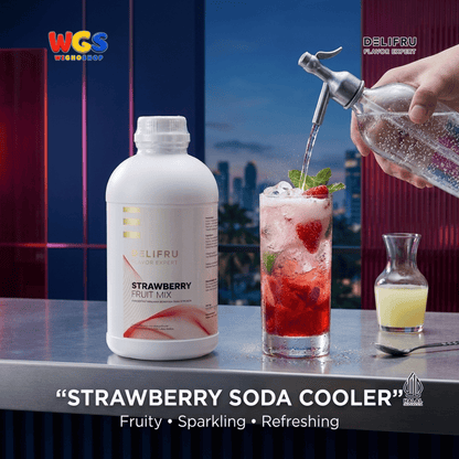 DELIFRU Strawberry Fruit Mix 1kg - Konsentrat Puree Stroberi untuk Mocktail Smoothie Frappe Minuman Cafe Hala