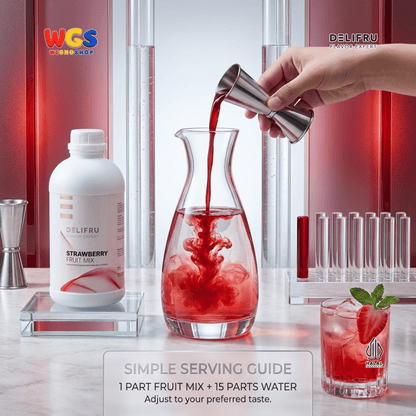 DELIFRU Strawberry Fruit Mix 1kg - Konsentrat Puree Stroberi untuk Mocktail Smoothie Frappe Minuman Cafe Hala
